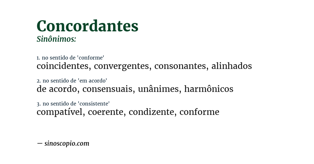 Sinônimo de concordantes