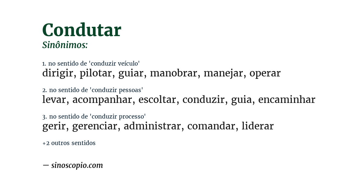 Sinônimo de condutar