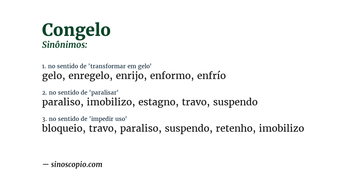 Sinônimo de congelo