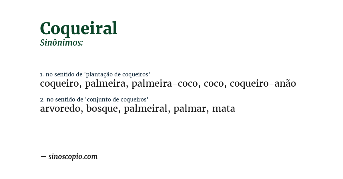 Sinônimo de coqueiral
