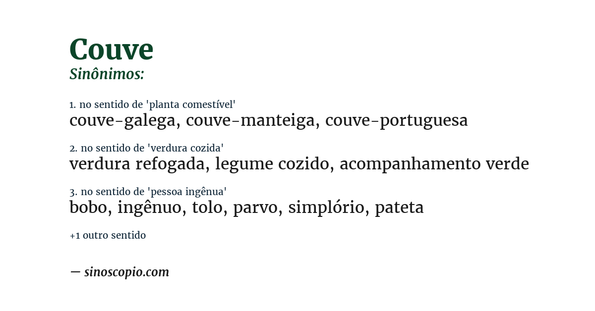 Sinônimo de couve