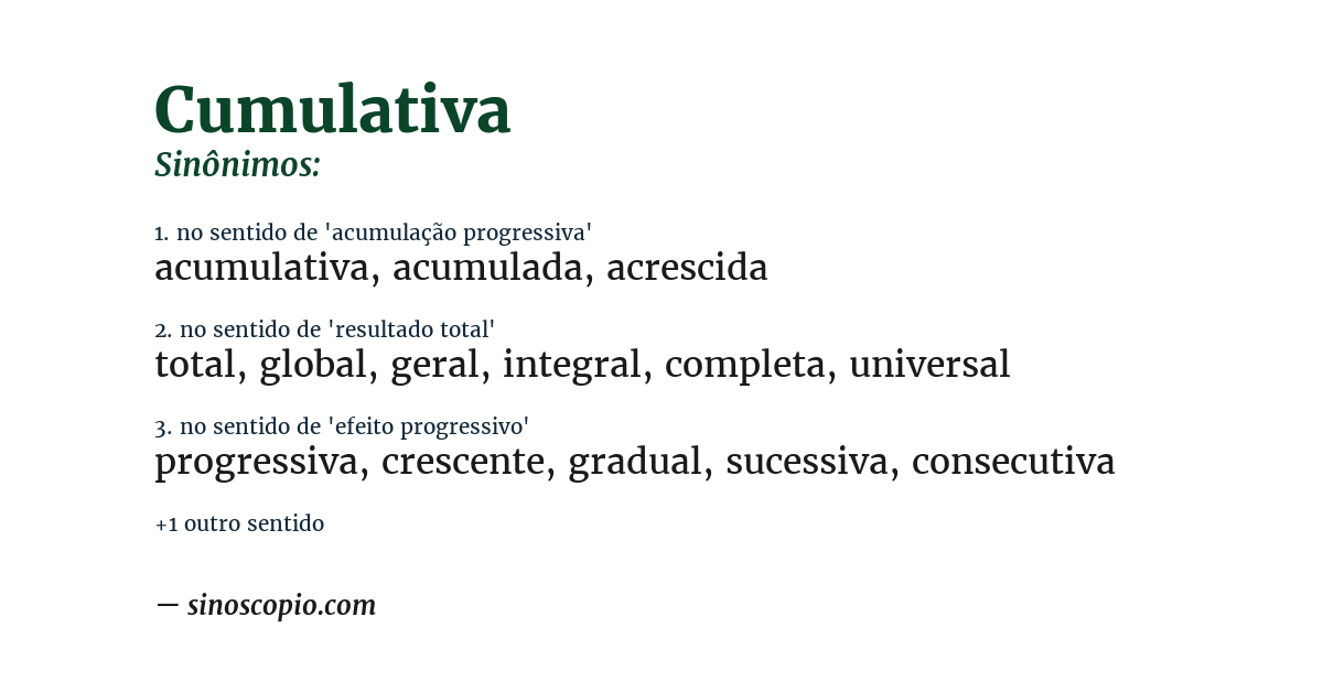 Sinônimo de cumulativa
