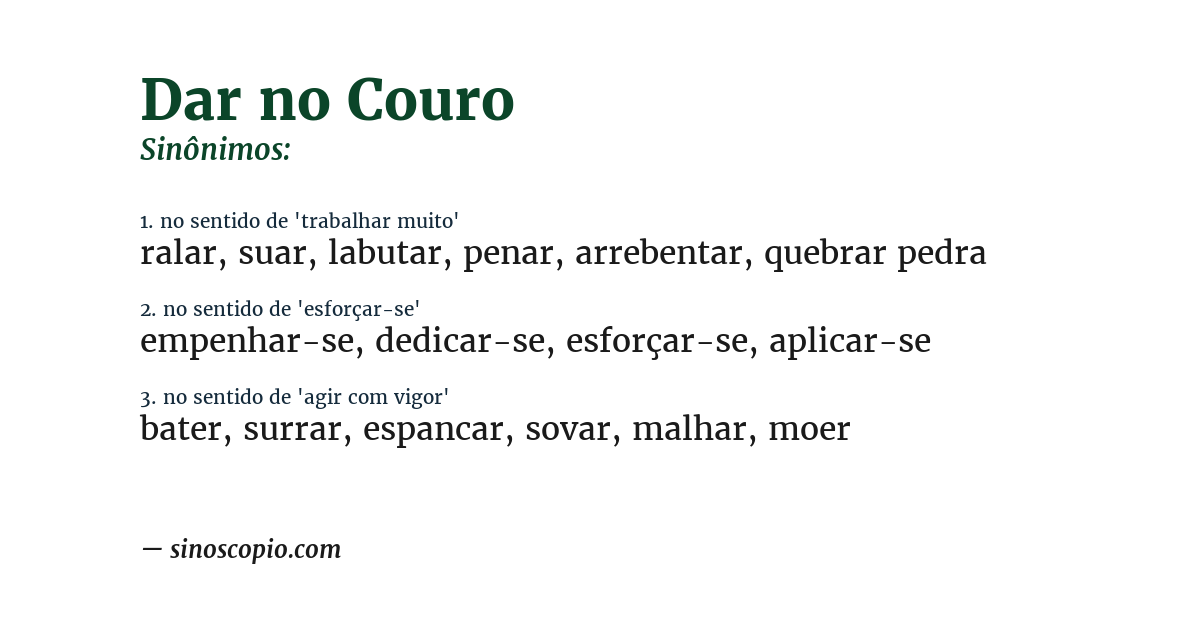 Sinônimo de dar no couro