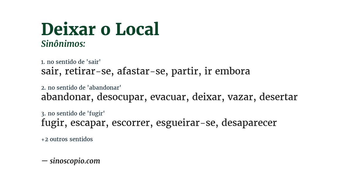 Sinônimo de deixar o local