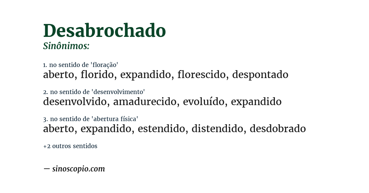Sinônimo de desabrochado