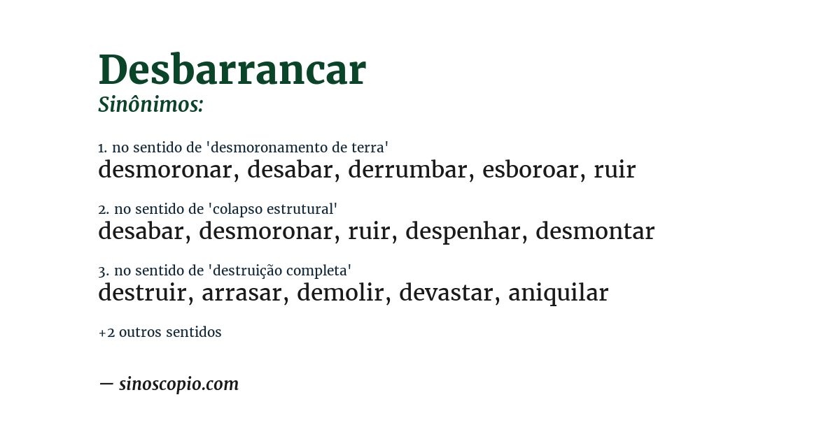 Sinônimo de desbarrancar