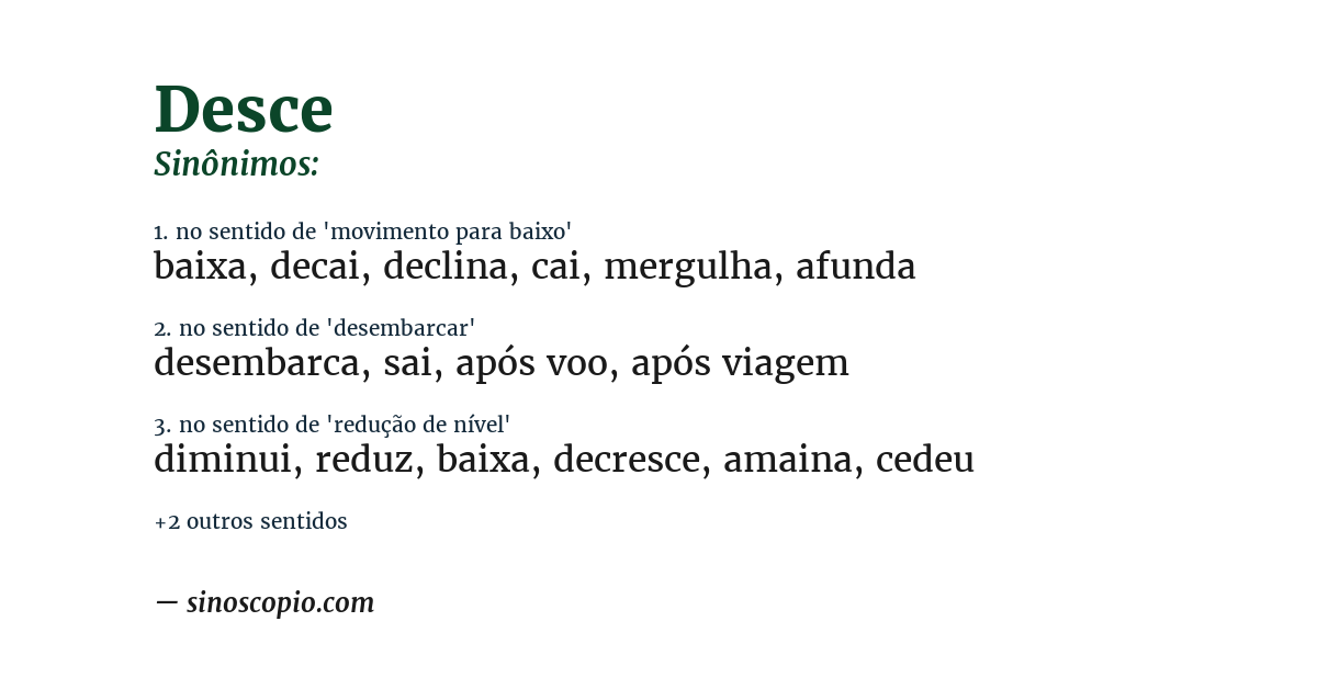 Sinônimo de desce