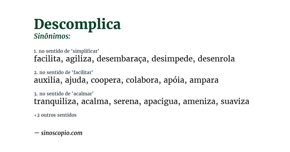 Sinônimo de descomplica