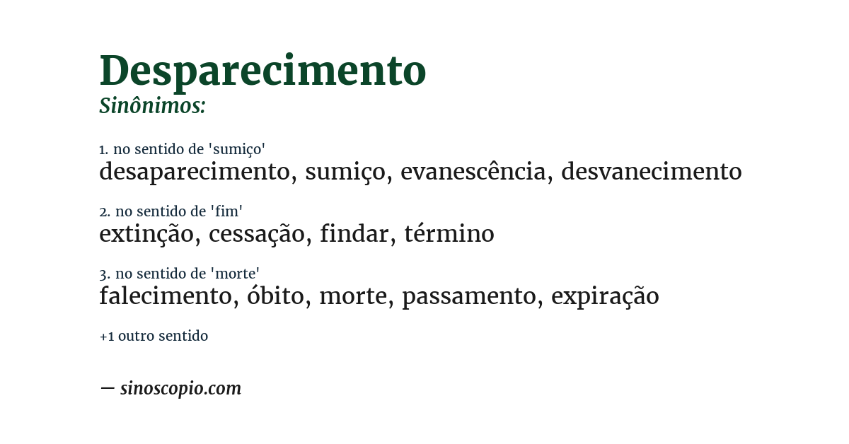 Sinônimo de desparecimento