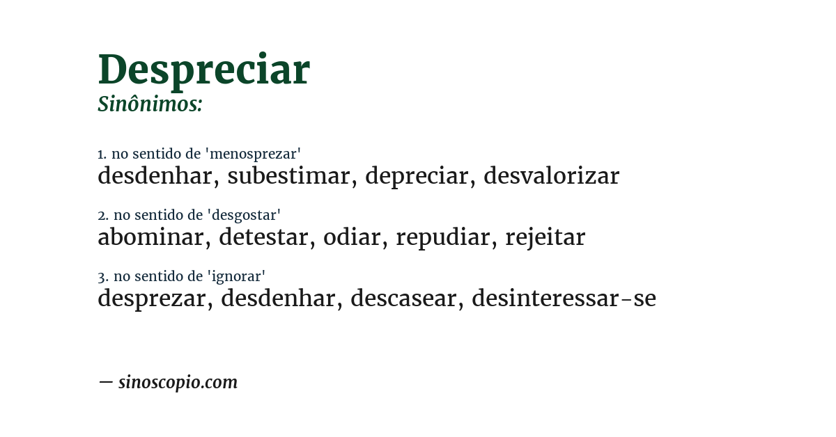 Sinônimo de despreciar