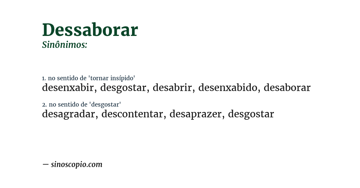 Sinônimo de dessaborar