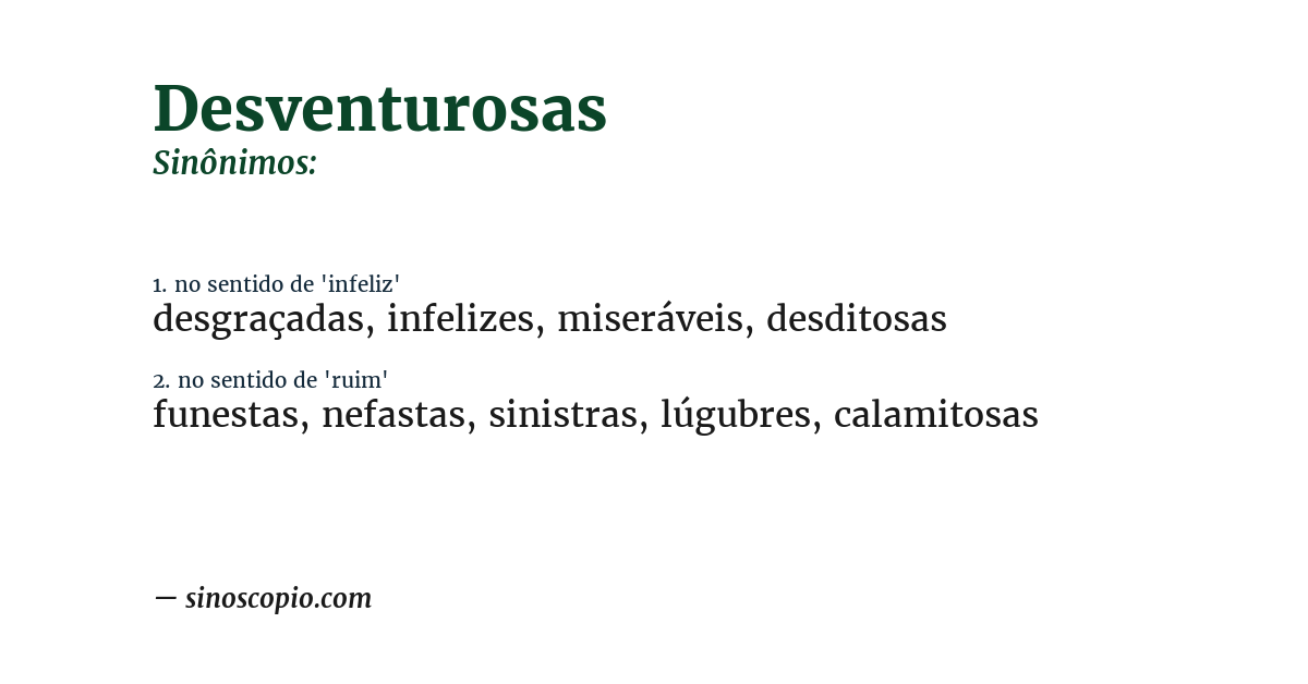 Sinônimo de desventurosas
