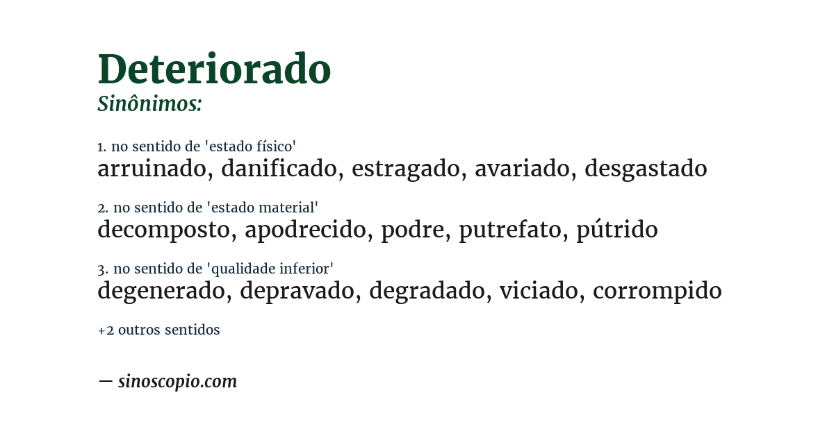 Sinônimo de deteriorado