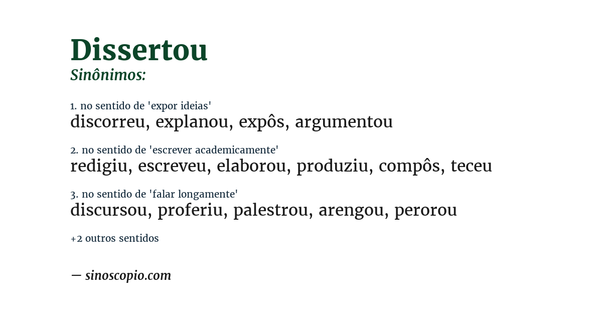 Sinônimo de dissertou