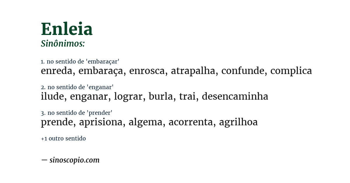 Sinônimo de enleia