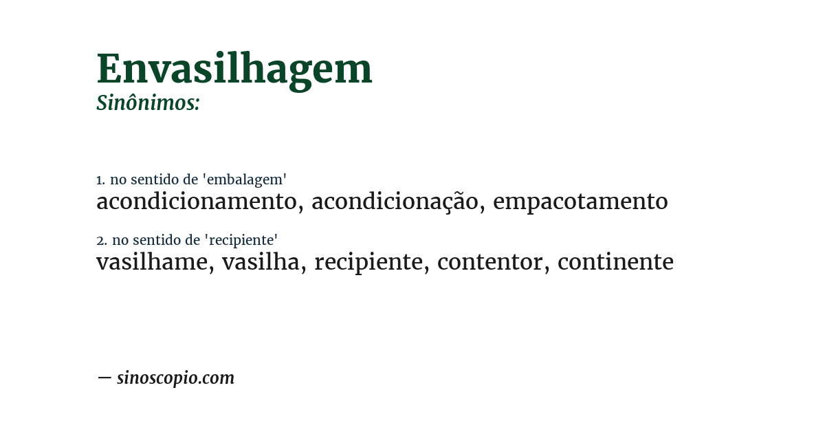 Sinônimo de envasilhagem