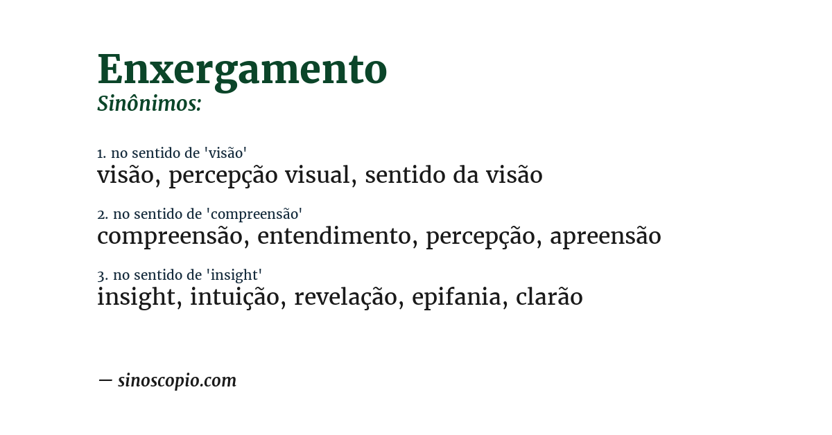 Sinônimo de enxergamento
