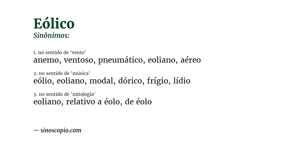Sinônimo de eólico