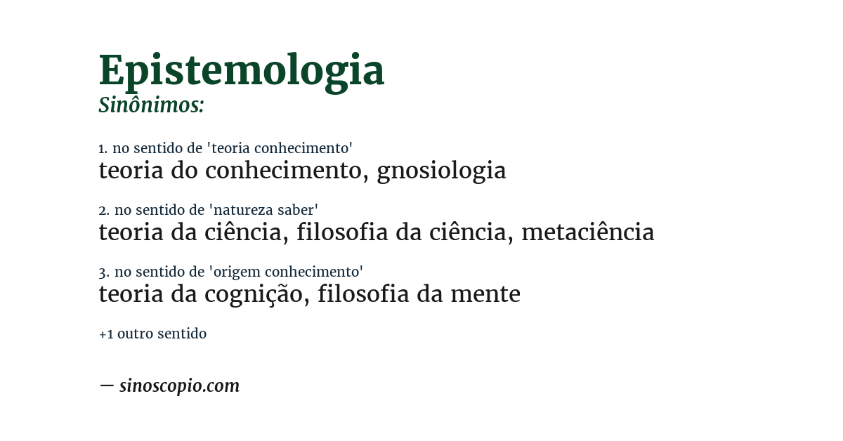 Sinônimo de epistemologia