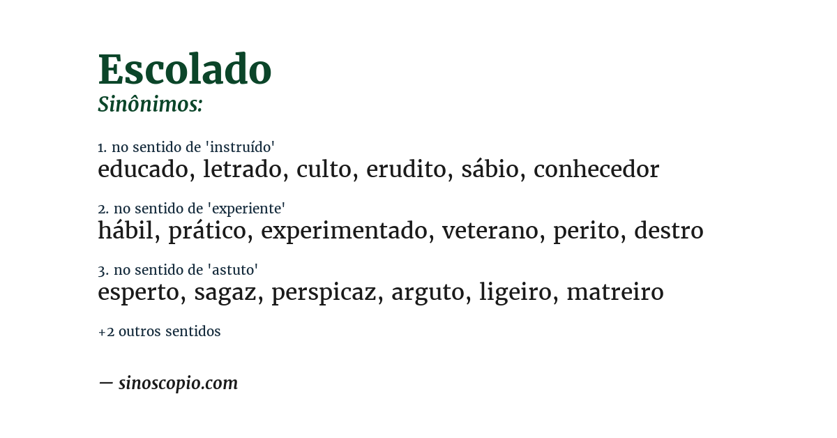 Sinônimo de escolado