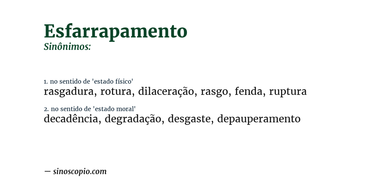 Sinônimo de esfarrapamento