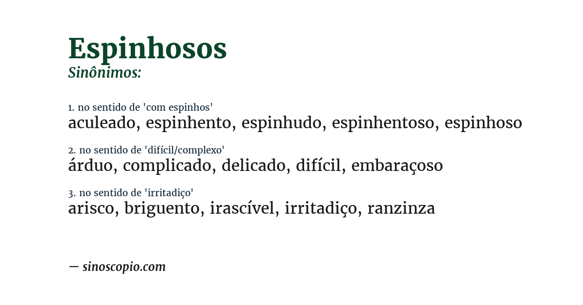Sinônimo de espinhosos