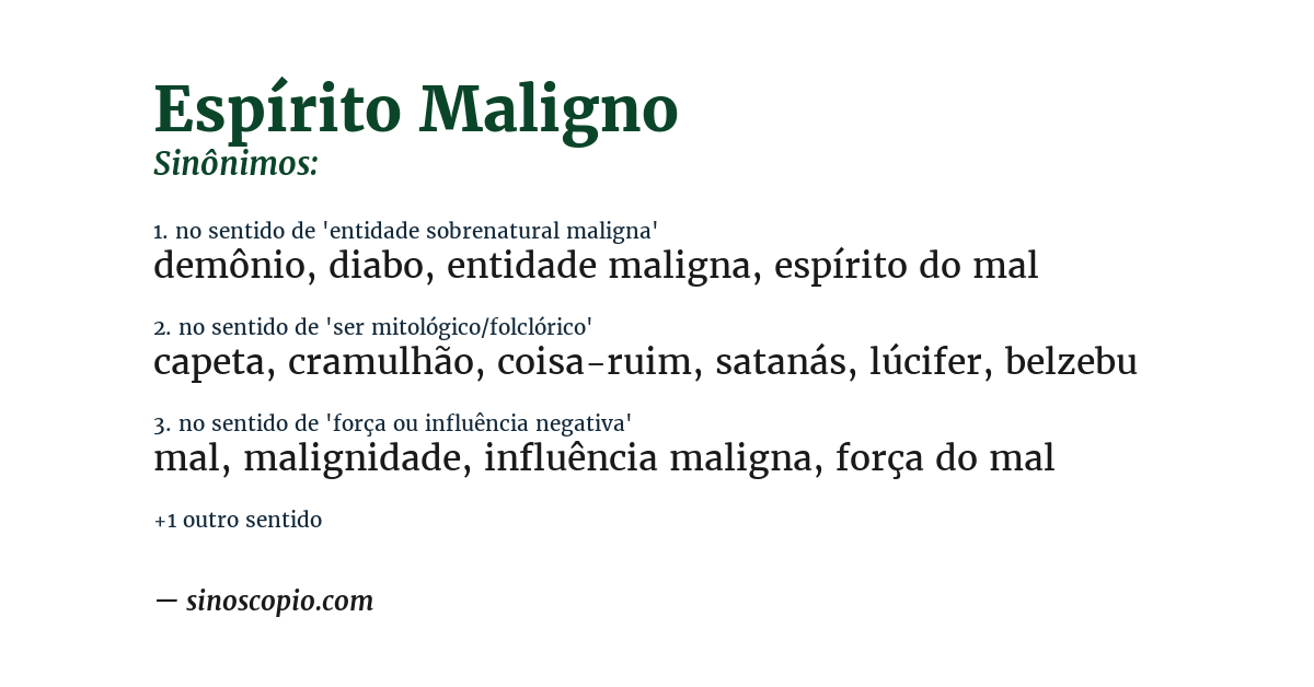 Sinônimo de espírito maligno