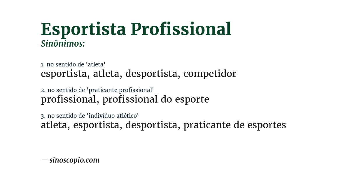 Sinônimo de esportista profissional