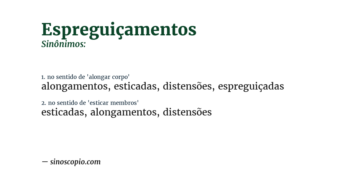 Sinônimo de espreguiçamentos
