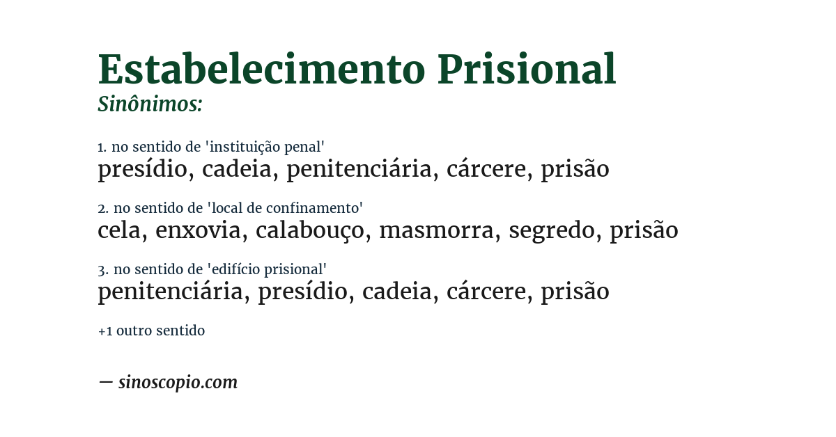 Sinônimo de estabelecimento prisional