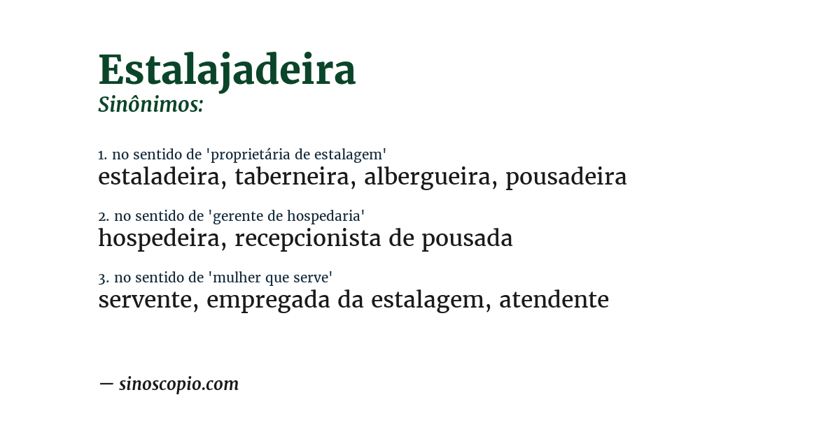 Sinônimo de estalajadeira