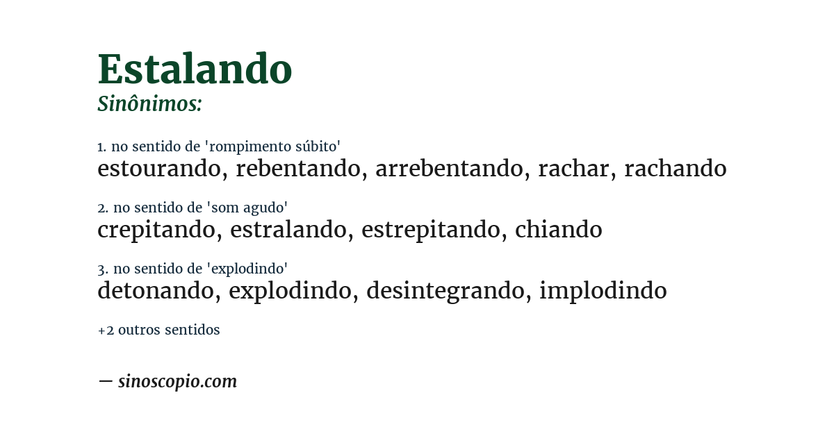 Sinônimo de estalando