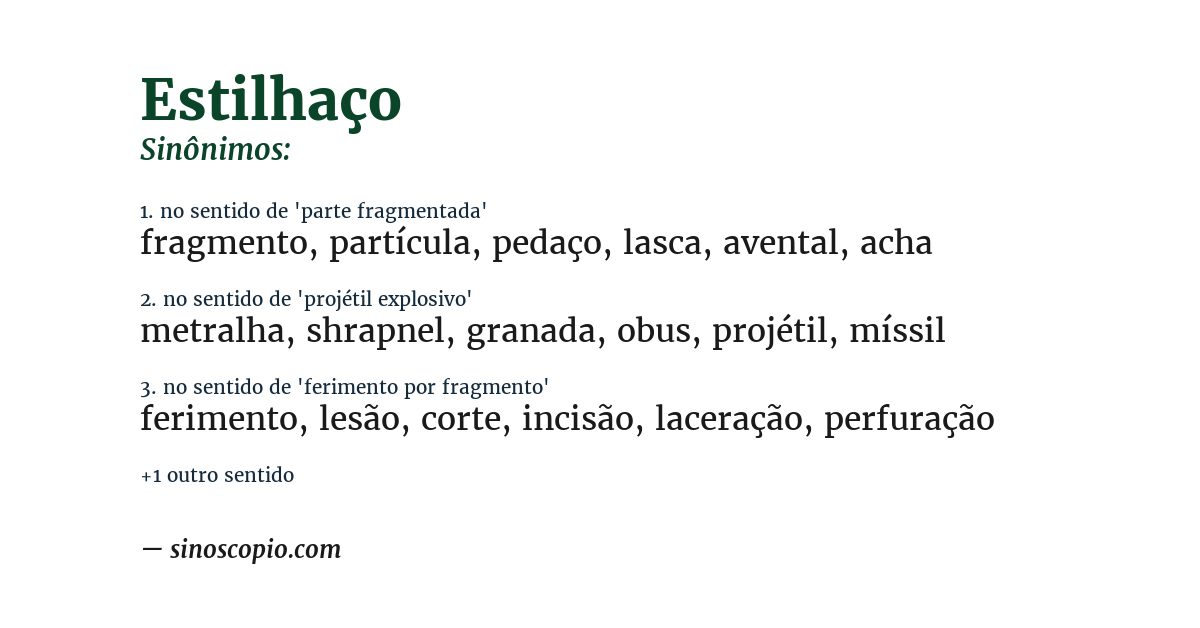 Sinônimo de estilhaço