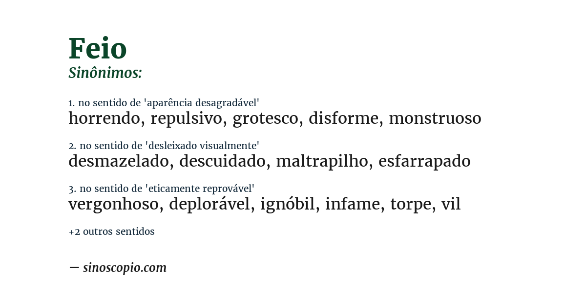 Sinônimo de feio