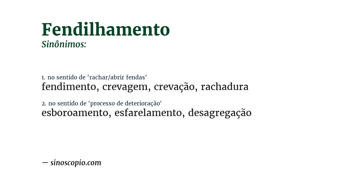 Sinônimo de fendilhamento