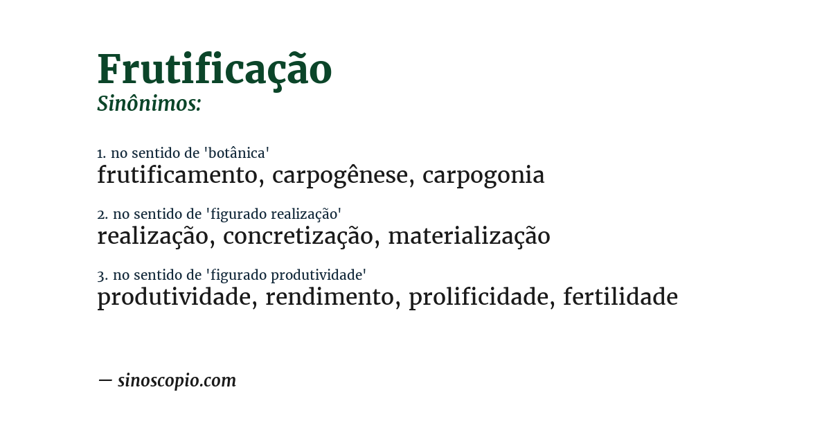 Sinônimo de frutificação