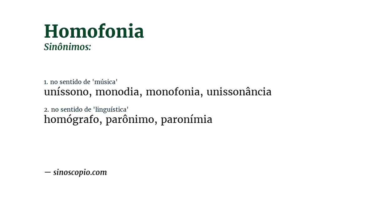 Sinônimo de homofonia