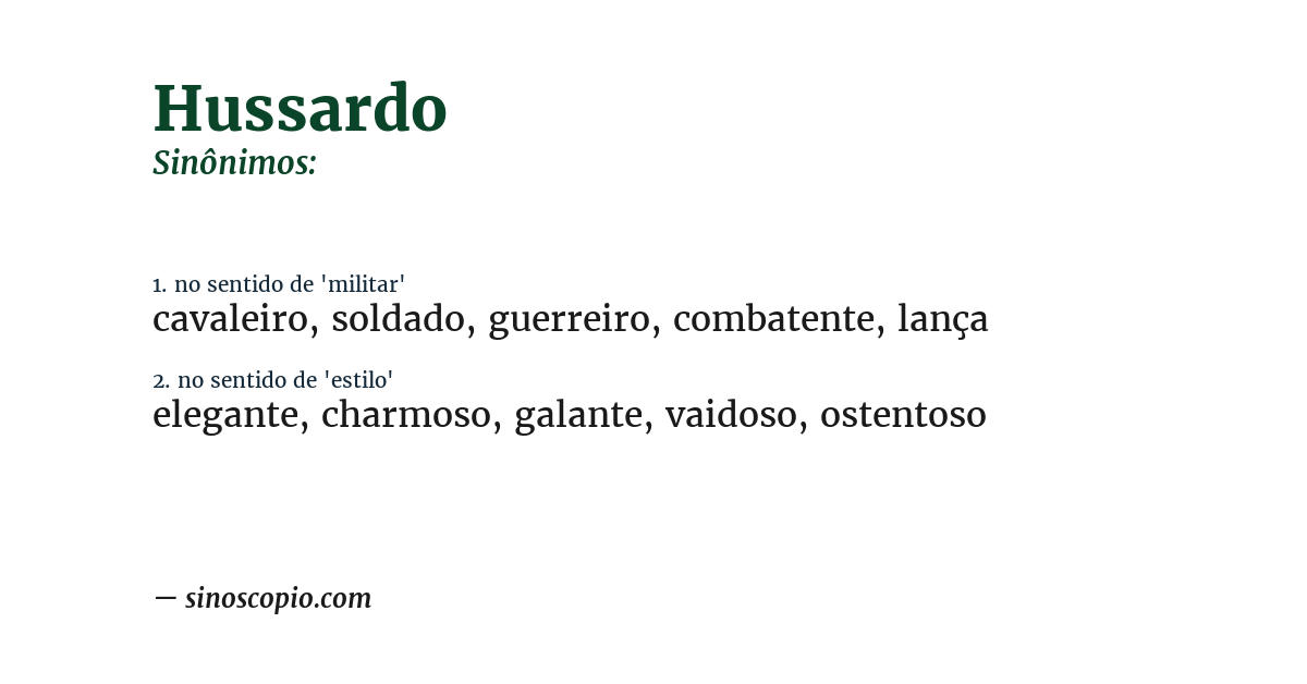 Sinônimo de hussardo