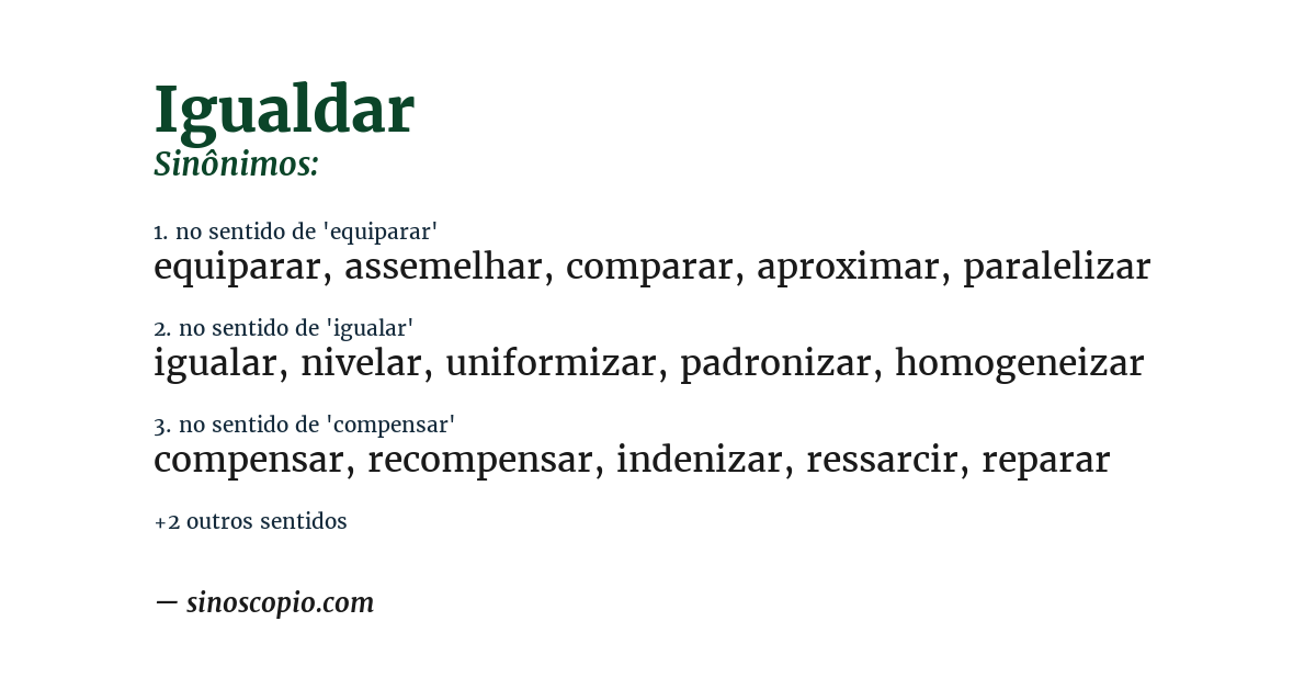 Sinônimo de igualdar