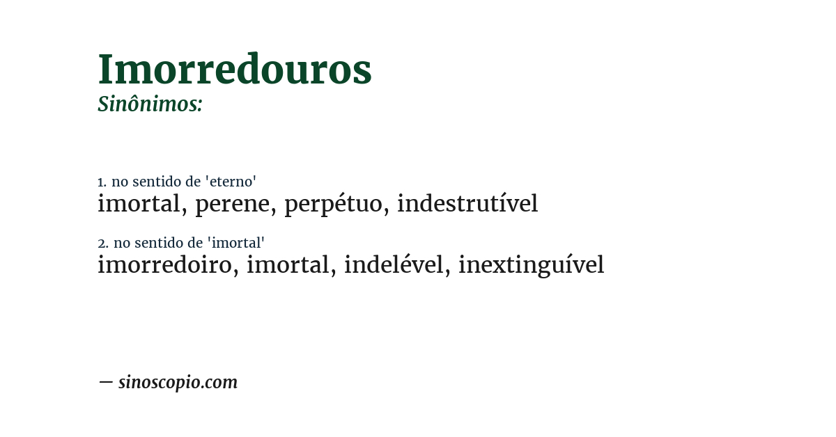 Sinônimo de imorredouros