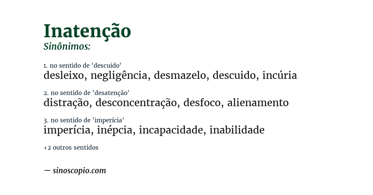 Sinônimo de inatenção