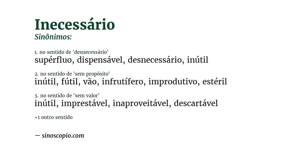 Sinônimo de inecessário
