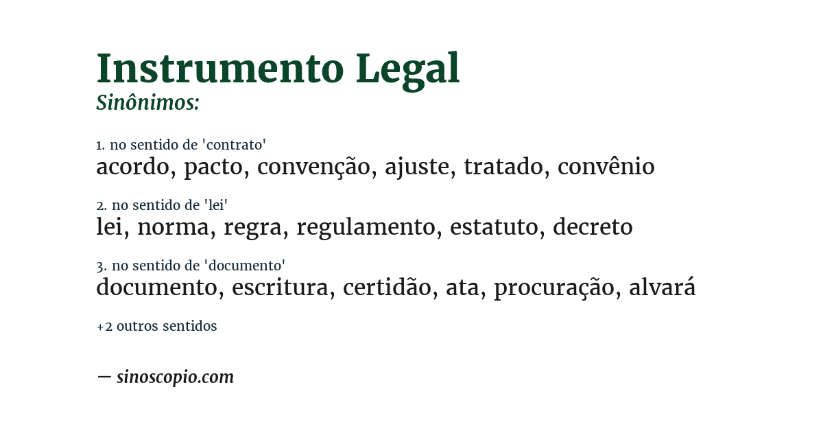 Sinônimo de instrumento legal
