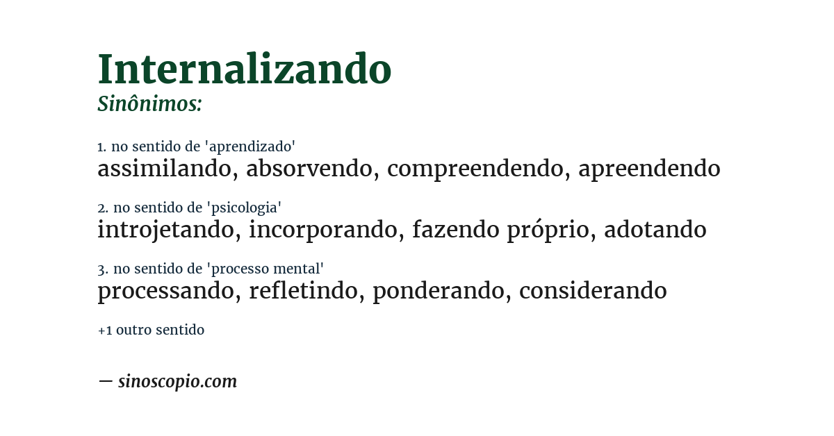 Sinônimo de internalizando