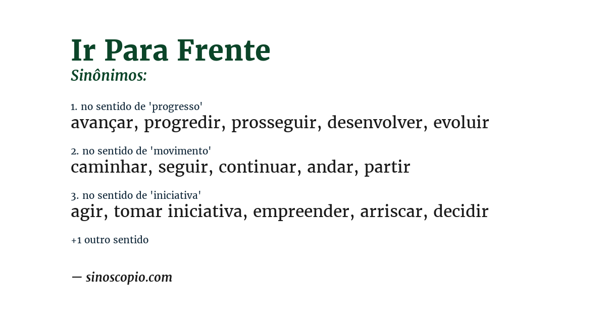 Sinônimo de ir para frente