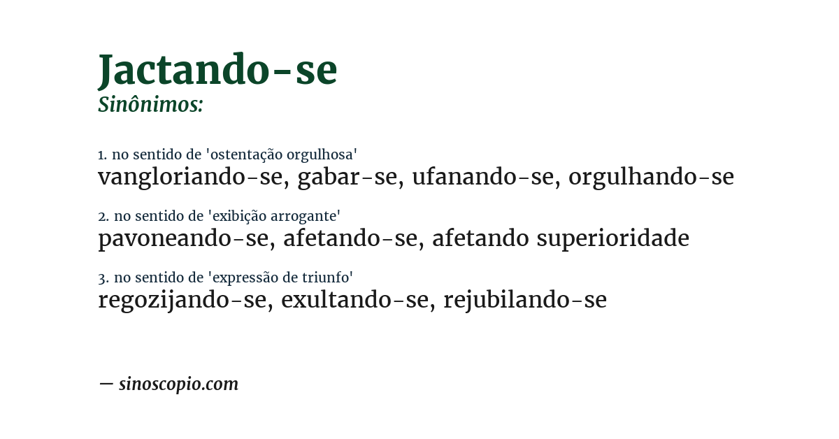 Sinônimo de jactando-se