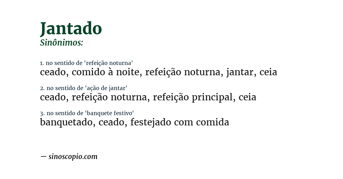Sinônimo de jantado
