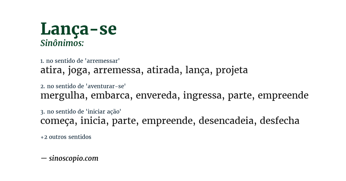 Sinônimo de lança-se
