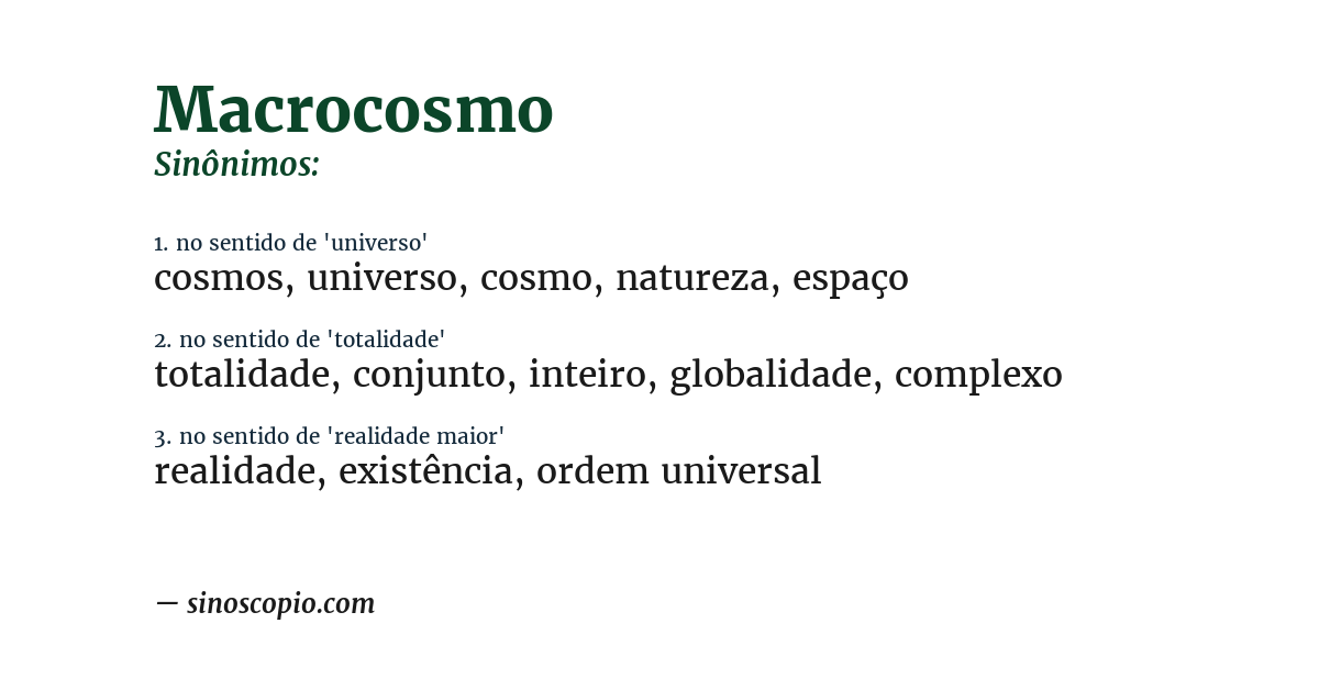 Sinônimo de macrocosmo