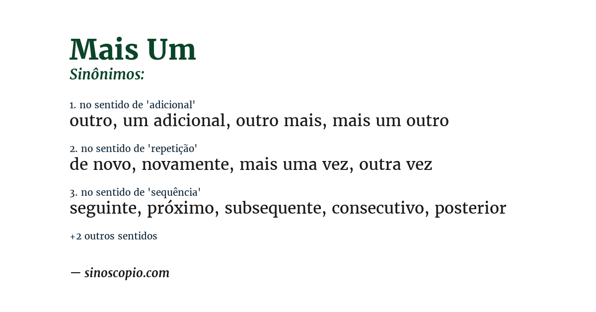 Sinônimo de mais um